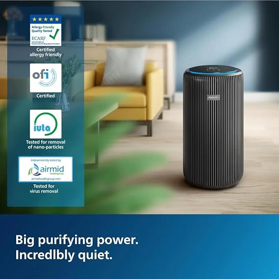 PHILIPS 3200 Series Smart Air Purifier with Remote Scheduling (App Control with Wi-Fi, Dark Slate),Black (SD)