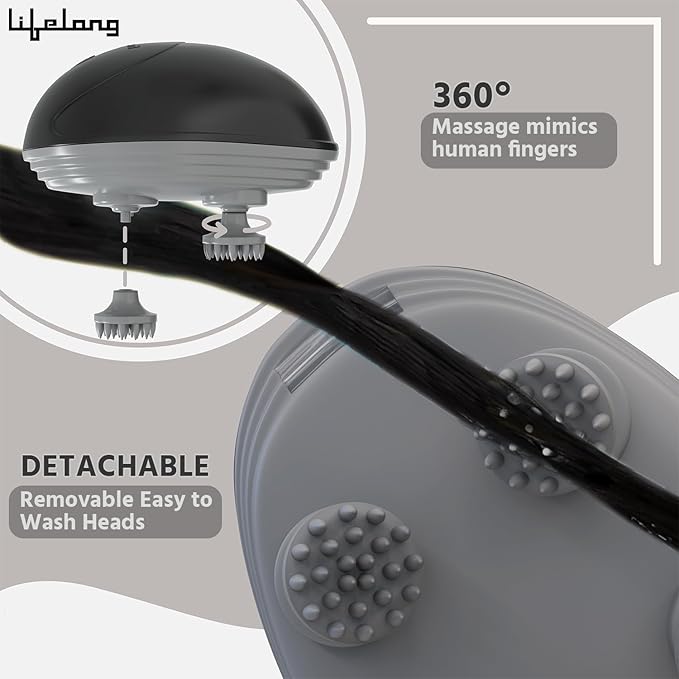 Lifelong Rechargeable Electric Head & Scalp Kneading Massager, 4 Speed Modes, Handheld Portable Head Massager for Hair Growth, Deep Clean and Stress Relieving