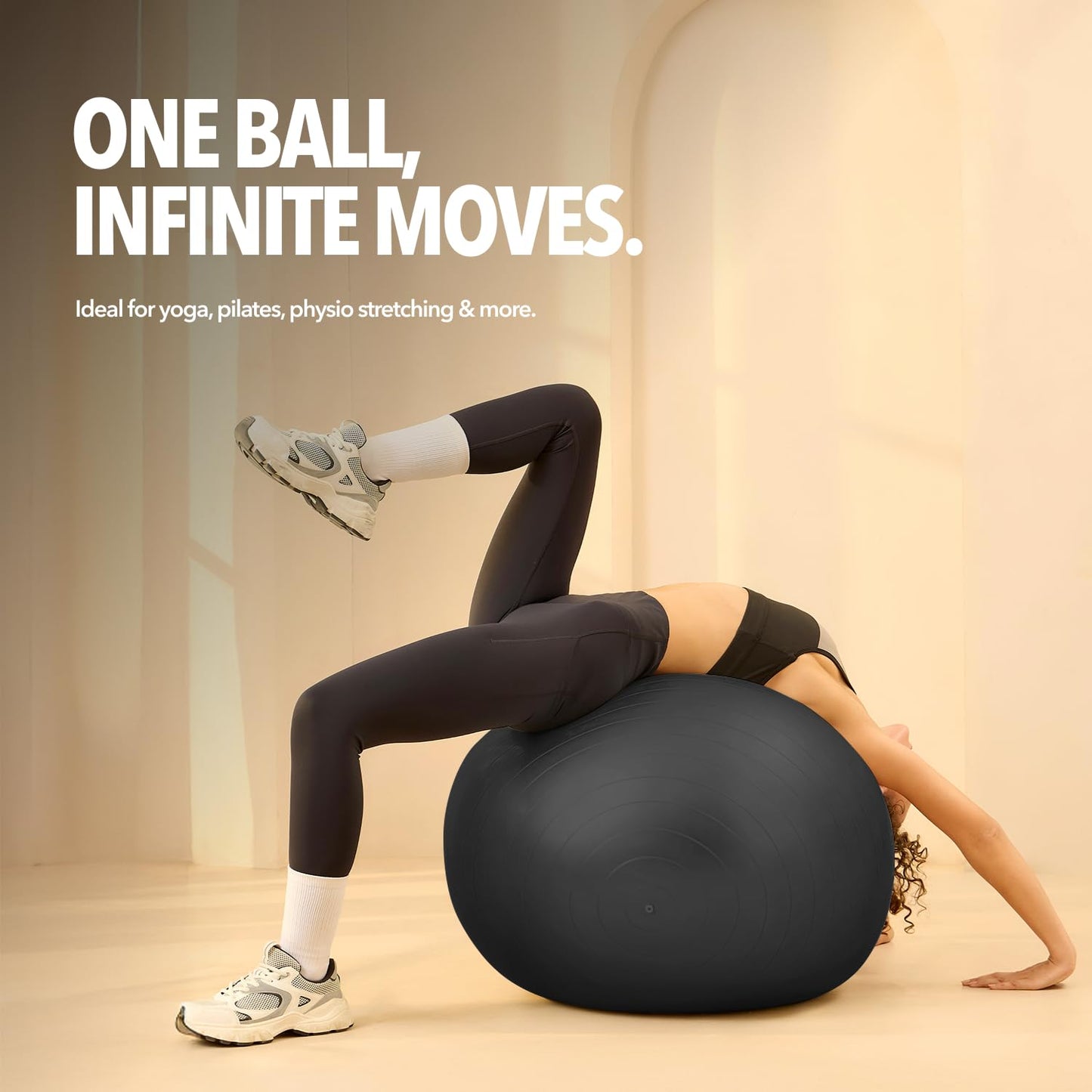 Boldfit Gym Ball for Exercise with Foot Pump, Workout Yoga for Women/Men Swiss for Balance Stability Training, Fitness-Black 55cm (ASL)