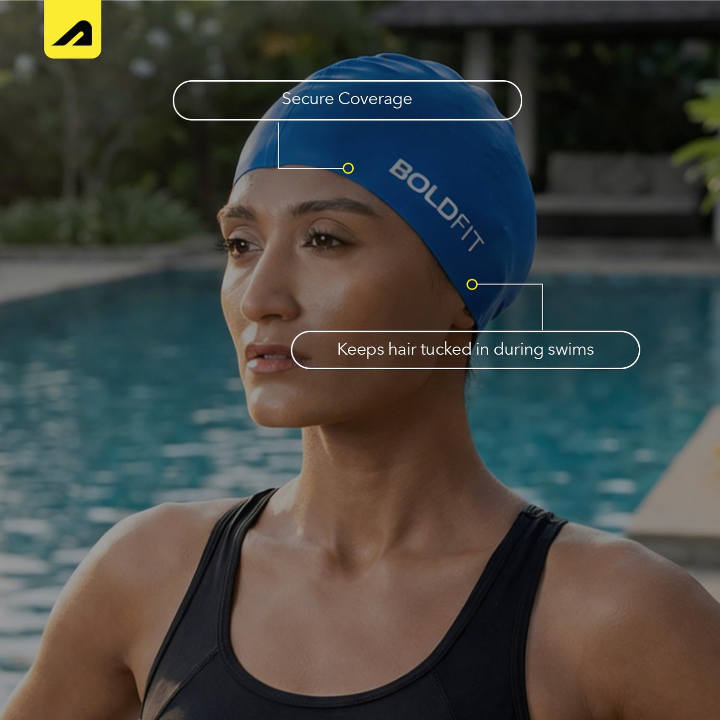 Boldfit Swimming Cap for Men Silicone, for Women Unisex, for Kids Boys & Girls, for Women Long Hair Head Cap Men Silicone Fabric, Easy Fit (ASL)