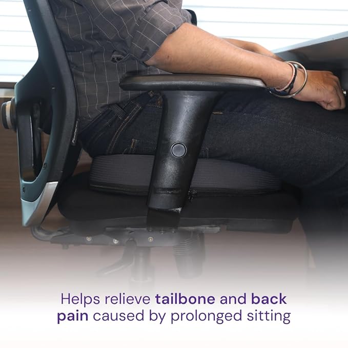 Careforce Donut Pillow for Tailbone Pain Relief Orthopedic Coccyx Cushion for Sitting, Hemorrhoids & Piles Relief, Sciatica Support Donut Seat Cushion for Office Chair, Car Seat & Wheelchair-Blackgrey