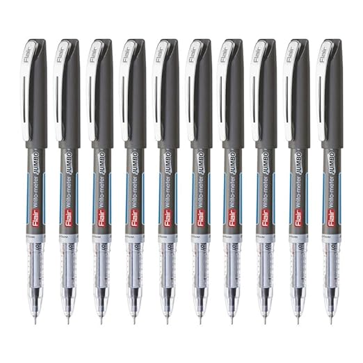 FLAIR Writometer Jumbo Ball Pen | Stainless Steel Tip | Our Longest Writing Pens, Writes Upto 12500 Meters | Ensures Smoothness & Durability | Blue Ink, Pack of 1