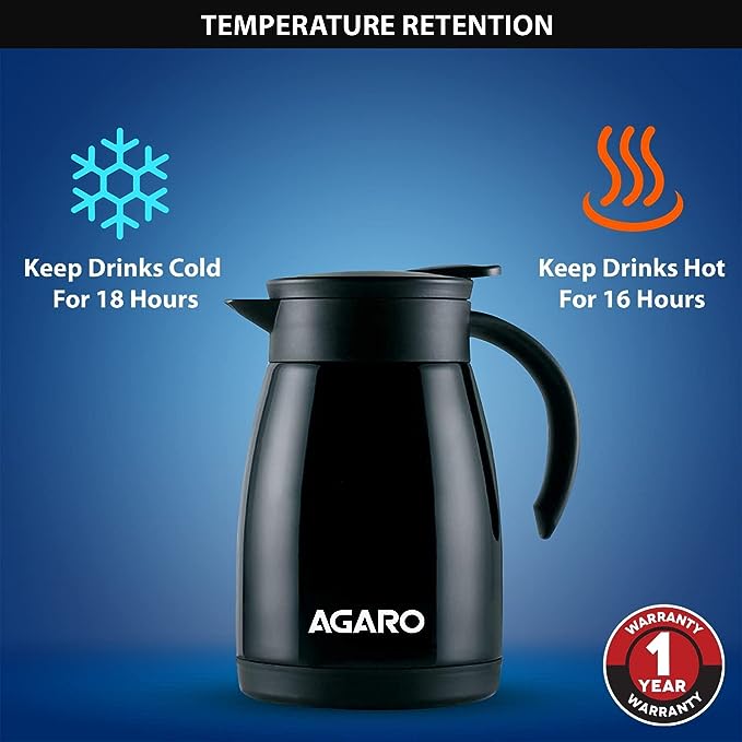 AGARO Esteem Teapot Flask 1000ml Black