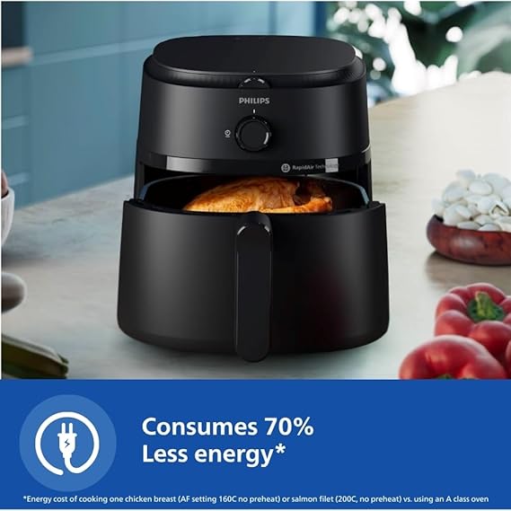 PHILIPS Air Fryer NA120/00, uses up to 90% less fat, 1500W, 4.2 Liter, with Rapid Air Technology , Large