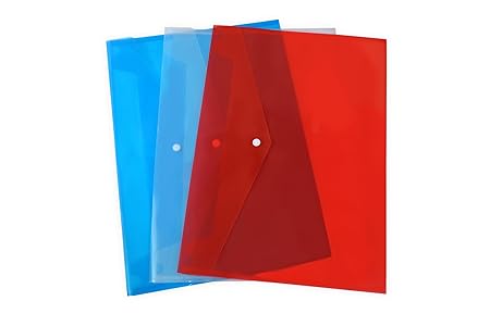 Saya My Clear Bag Documents Organizer – Waterproof A3 File Folder with Snap Closure Random Color (Pack of 10) – Durable, Stylish & Secure Paper Storage Solution