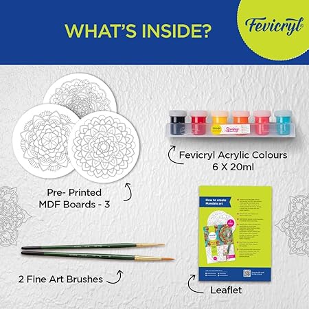 Fevicryl DIY Art of India Mandala Art kit | Acrylic Paints 6 Shades