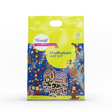 PIDILITE Madhubani Art kit I Learn Art of India with Complete DIY Painting Set with Pre-Printed Canvases, Acrylic Paints, Brushes | Perfect for Beginners & Artist | Ideal for Festive Gifting