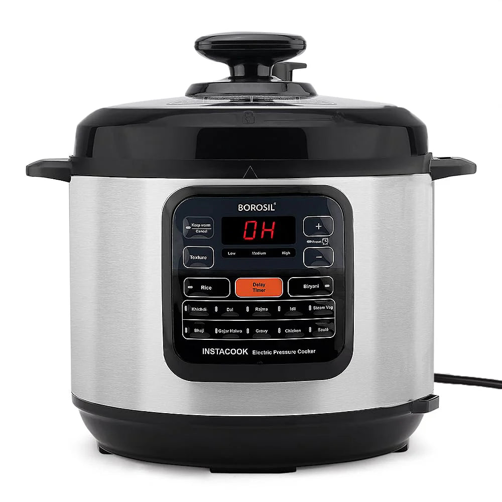 Borosil InstaCook 6L Electric Rice Cooker | Keep Warm Feature with Indicator Display, Anti Skid Rubber Feet | Cook & Boil Noodles, Rice, Upma, Idli | 2 Years Warranty