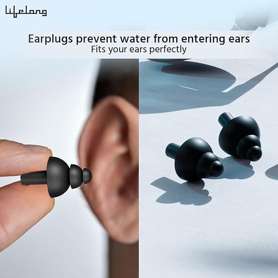 Lifelong Silicone Swimming Combo Kit | Waterproof Swim Cap with Earplugs & Nose Clip | Anti-Fog Swim Goggles | Comfortable Fit Swimming Accessories (ASL)