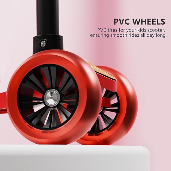 Lifelong Kick Scooter with Adjustable Height - Foldable - Skate for Kids with PVC Wheel - Max User weight-50 kg, Red & Black, 6 Months Manufacturer's Warranty (ASL)