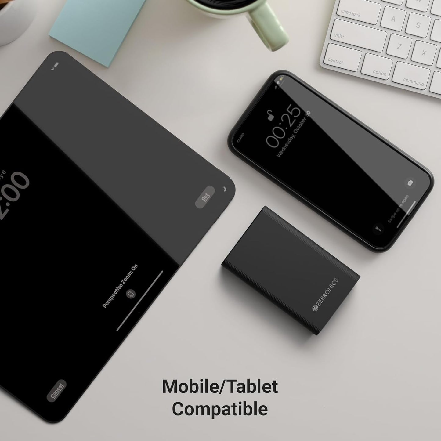 ZEBRONICS 20000 mAh Compact Power Bank, 22.5W Super Fast Charging, PD3.0 (PPS), Dual Type-C & USB-A, LED Indicator, Metal Body, for All Mobiles, Tablet & Other Devices EnergiTank 20MR1 (Midnight)  (LUX)