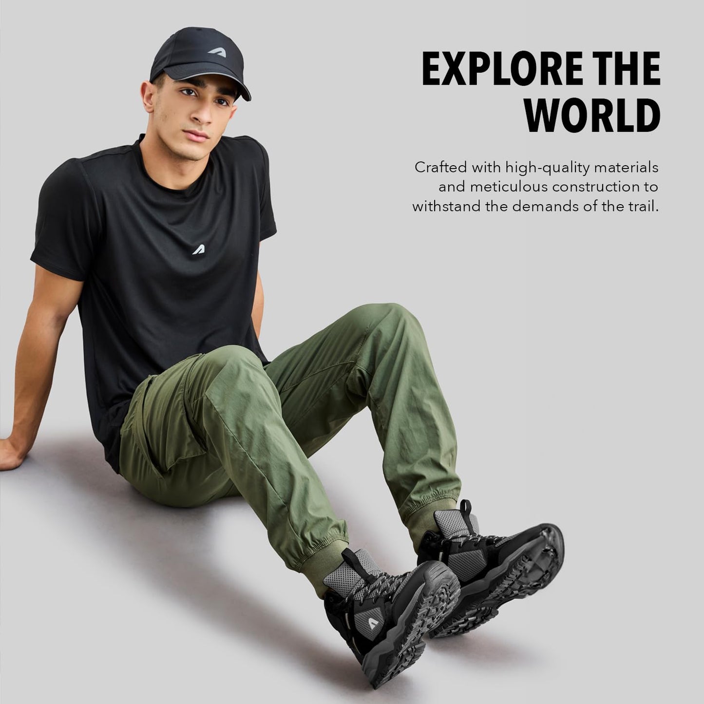 Boldfit Trekking Shoes for Man Outdoor Hiking Shoes for Man High Neck Footwear for Men Anti Skid Trekking Boots Water Repellent for Men Breathable Hiking Boots Riding Shoe for Bikers laceup Biker shoes (ASL)