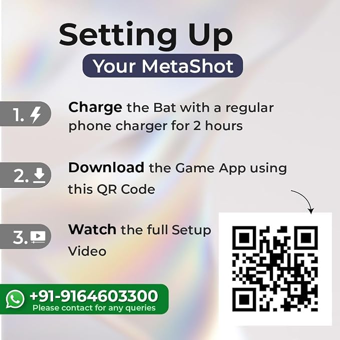 Metashot Smart Cricket Bat Game | Motion Sensor Gaming Bat for TV & Mobile | Indoor Cricket Game | Bluetooth Bat Controller (SD)