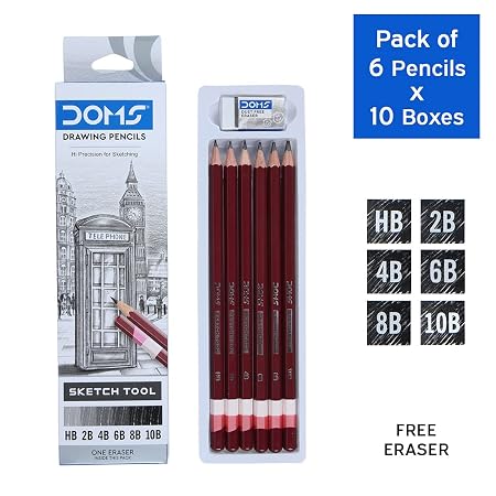 DOMS Drawing Pencil B 8204 – Premium Graphite Pencil for Drawing, Sketching & Writing