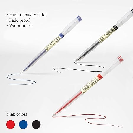 FLAIR Glass Gel Pen | Tip Size 0.6 mm | Elegant Looks | Soft Rubber Grip | WaterProof Ink | Smudge Free Writing | Ideal for School, College & Office | Blue, Black & Red Ink, Tumbler Set Of 100 Pens