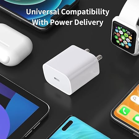 iPhone 20W PD Fast Charger Adapter with 1 Meter Type C to C Data Syn. Cable Compatible with iPhone 16/16 Plus/16 Pro/16 Pro Max, 15/15 Plus/15 Pro/15 Pro Max, Laptop & Other C Type Devices   (LUX)