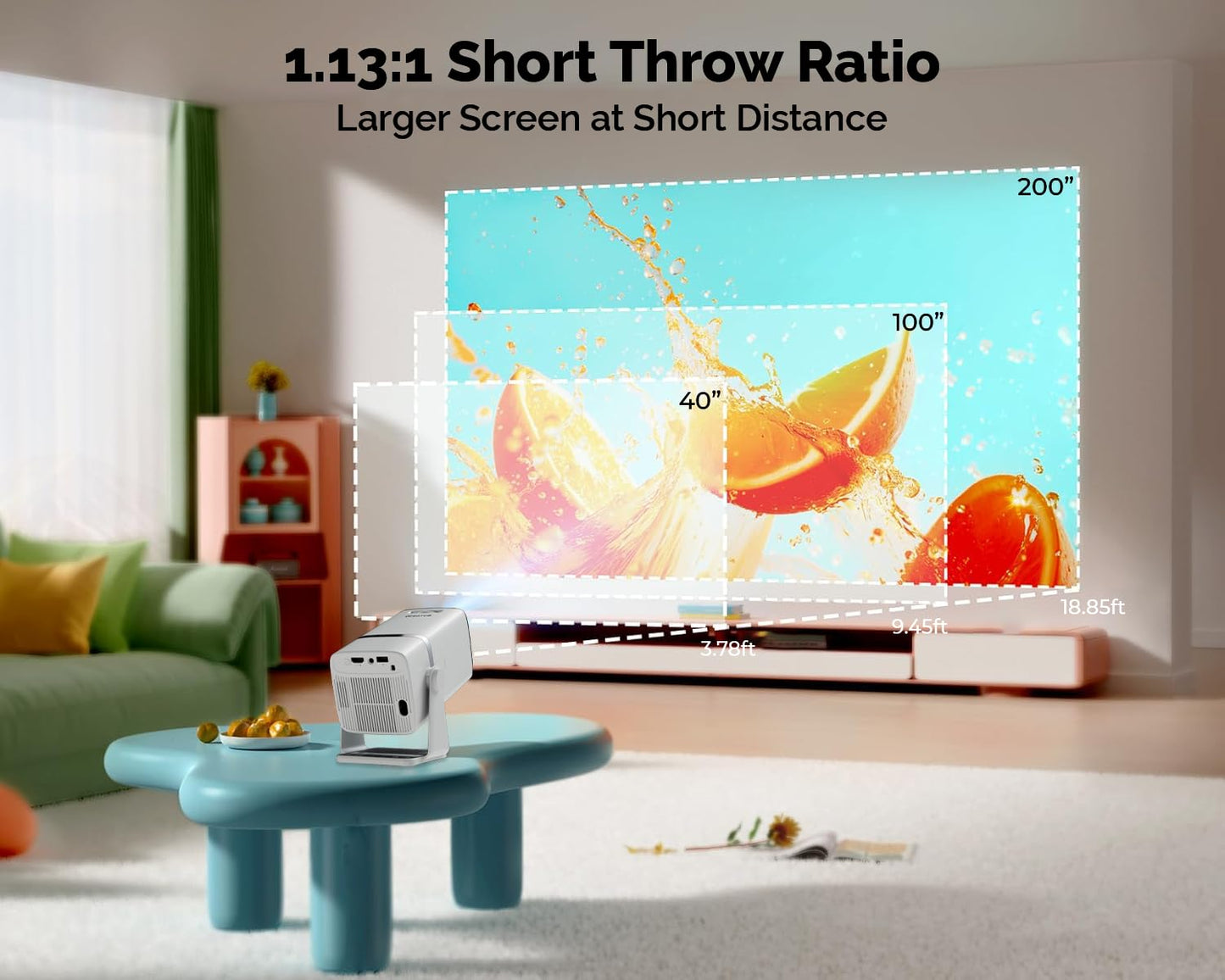 WZATCO Yuva Go, Android 14.0 Smart Projector 4k Ultra HD, Rotatable Design, Auto & 4D Keystone with Netflix, Prime etc, 9000 Lumens, WiFi 6 & BT, Screen Mirroring, ARC, 720P Native (TS)