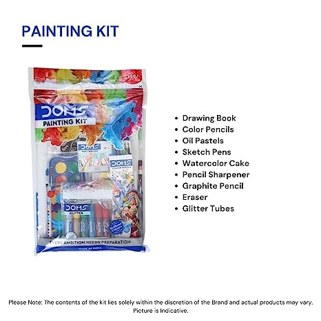 Doms Painting Kit | Perfect Value Pack | Kit For School Essentials | Gifting Range For Kids | Combination of 9 Painting & Coloring Items