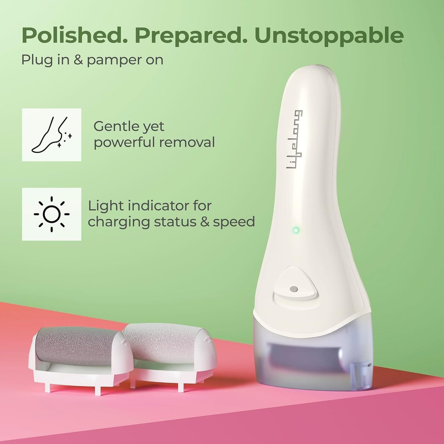 Lifelong Callus Remover for Feet Electronic with 3Heads |Rechargeable Foot Scrubber for Dead, Hard Skin Remover |Waterproof Pedicure Tool Kit for Women |2-Speed Foot Filer | Crack Heel Repair Machine
