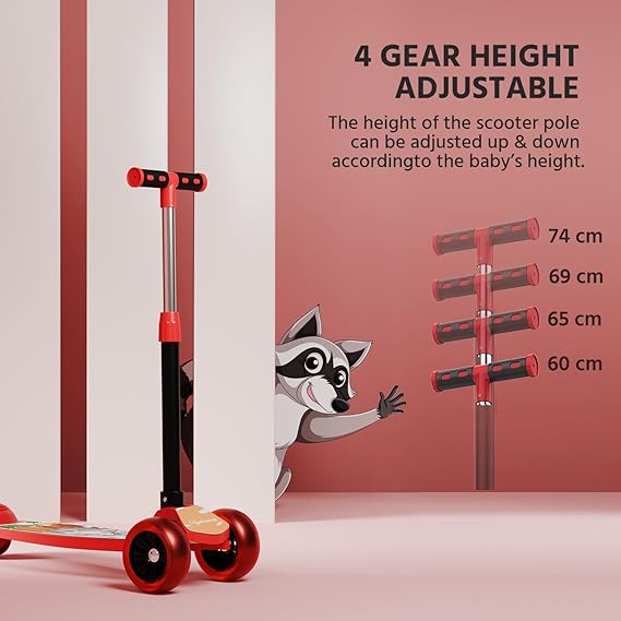 Lifelong Kick Scooter with Adjustable Height - Foldable - Skate for Kids with PVC Wheel - Max User weight-50 kg, Red & Black, 6 Months Manufacturer's Warranty (ASL)