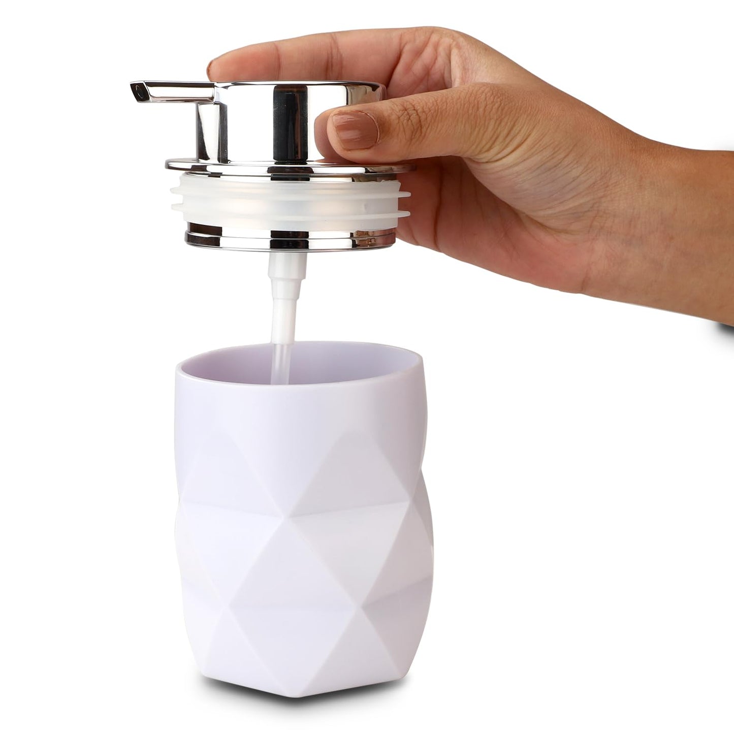 Nayasa Diamond Soap Case Dispenser, Soft Body Texture with Matte Finish Liquid Soap Dispenser with Pump, Can Be Used for Handwash, Lotion, Sanitizer, Shampoo, Home & Kitchen,