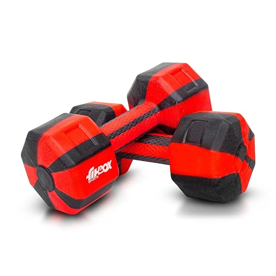 FitBox Sports Exclusive Blend Dumbbells 8kg Anti Slip Anti Rolling Dumbbells Set (4kg x 2) Black/Red, Polypropylene (PP);Polyethylene (PE)  (ASL)