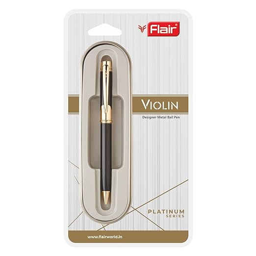 FLAIR Platinum Series Violin Ball Pen Blister Pack | Swiss Tip Technology With Twist Mechanism | Classic Design With Smooth Writing Experience | Durable & Refillable Pen | Blue Ink, Pack Of 1