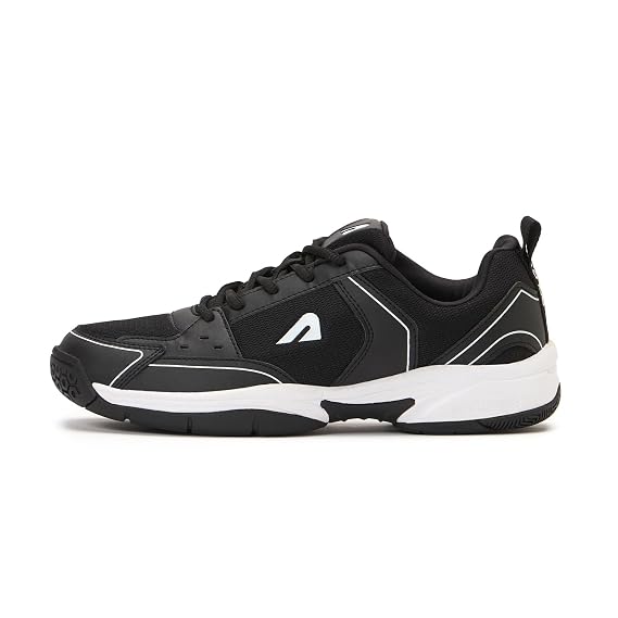 Boldfit Badminton Shoes for Man Lightweight Non Marking Shoes for Badminton Breathable Anti Skid Shoe for Man Shuttle Non Marking Indoor Shoe for Pickleball, Tennis, Padel, Black White (ASL)