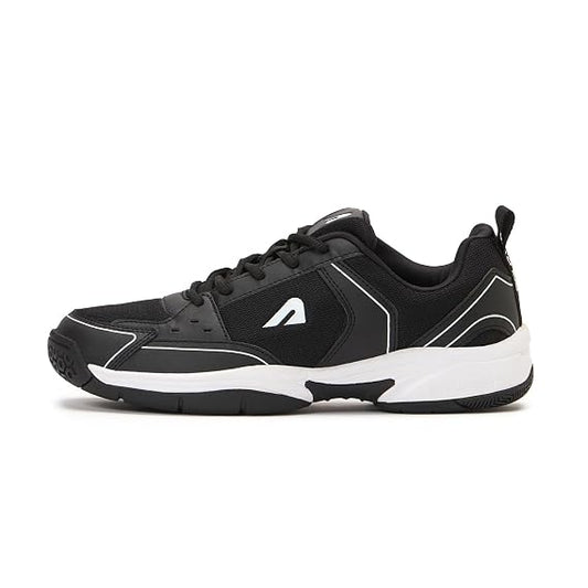 Boldfit Badminton Shoes for Man Lightweight Non Marking Shoes for Badminton Breathable Anti Skid Shoe for Man Shuttle Non Marking Indoor Shoe for Pickleball, Tennis, Padel, Black White (ASL)