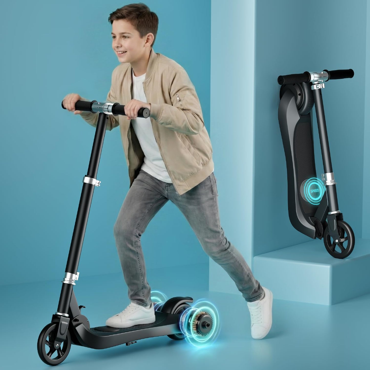 Lifelong Kids Electric Scooter for 6-12 Years Age | with Rechargeable Battery, Adjustable Handle Height & Foldable Design | Safe Kids Scooter with Anti-Slip Deck  (ASL)