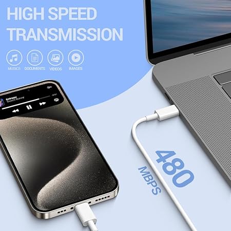 iPhone 20W PD Fast Charger Adapter with 1 Meter Type C to C Data Syn. Cable Compatible with iPhone 16/16 Plus/16 Pro/16 Pro Max, 15/15 Plus/15 Pro/15 Pro Max, Laptop & Other C Type Devices   (LUX)