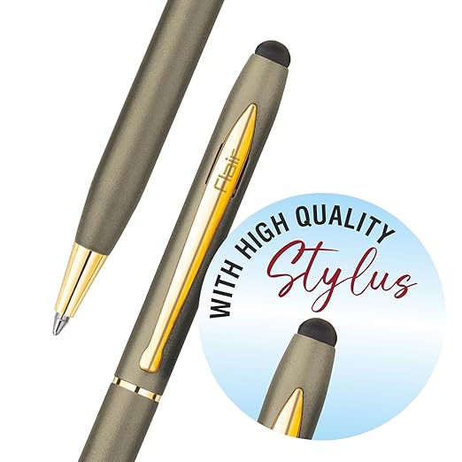 FLAIR Platinum Series Spectra Designer Metal Ball Pen Box Pack | Matte Finish With Shiny Gold Trims | Swiss Tip Technology With Twist Mechanism | Durable, Refillable Pen | Blue Ink, Pack of 1