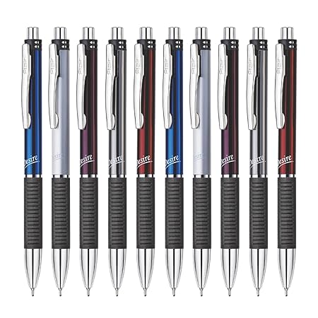 FLAIR Desire Steel Ball Pen Box Pack | Retractable Mechanism With Grip For Easy Holding | Swiss Tip Technology For Smooth Writing Experience | Blue Ink, Pack of 10 Pens