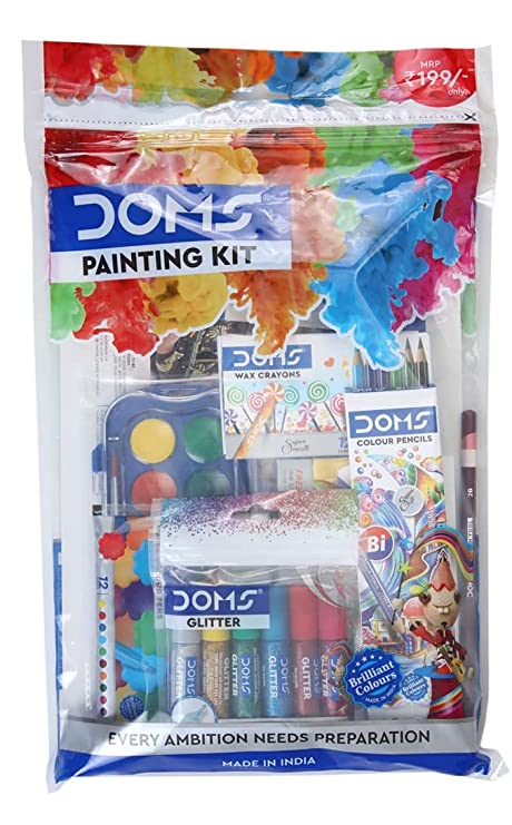 Doms Painting Kit | Perfect Value Pack | Kit For School Essentials | Gifting Range For Kids | Combination of 9 Painting & Coloring Items