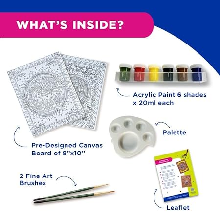 PIDILITE Madhubani Art kit I Learn Art of India with Complete DIY Painting Set with Pre-Printed Canvases, Acrylic Paints, Brushes | Perfect for Beginners & Artist | Ideal for Festive Gifting