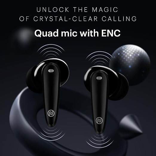 Noise Buds VS106 Truly Wireless in-Ear in Ear Earbuds with 50H Playtime, Quad Mic with ENC, Instacharge(10 min=200 min),Ultra-Low Latency(up to 40ms), 10mm Driver, and BT v5.3  (SD)