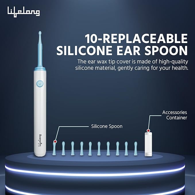 Lifelong Ear Cleaning Tool with Camera - Rechargeable Ear Cleaner – Ear Wax Removal – Wireless with USB Charging Cable – Disposable Rubber Ear Buds (LLEC09)