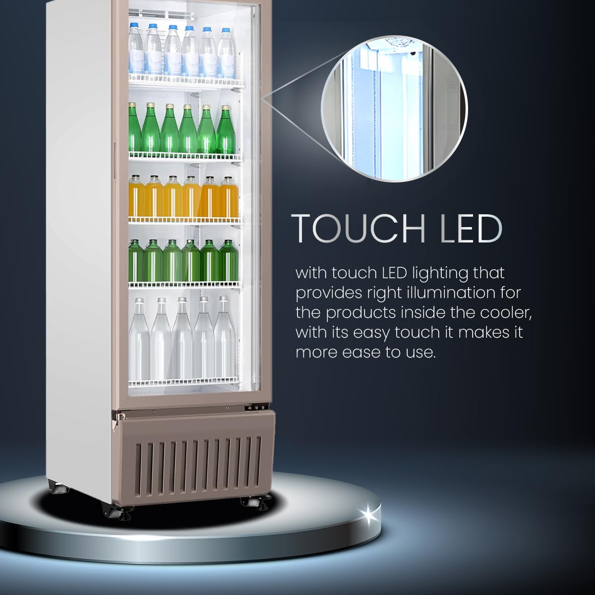 Haier HVC 405 GT5, 5 Star, Touch LED Visi Cooler Glass Door, Adjustable Shelves, Single Door Commercial Refrigerator (360 L, White) (HOF)