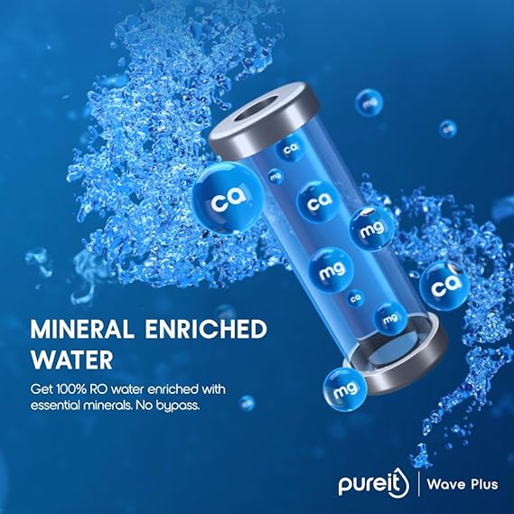 Pureit Wave Plus RO Purifier + Mineral + UV (Black) | Water Purifier for Home | Up to 45% Water Savings | Suitable for Borewell/Tanker/Municipal Supply | Wall Mountable | 7L Storage  (ASL)
