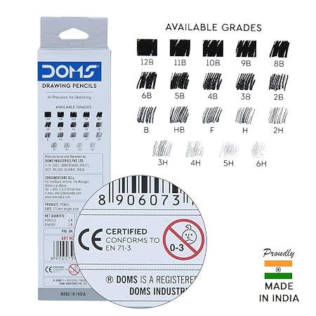 DOMS Drawing Pencil B 8204 – Premium Graphite Pencil for Drawing, Sketching & Writing