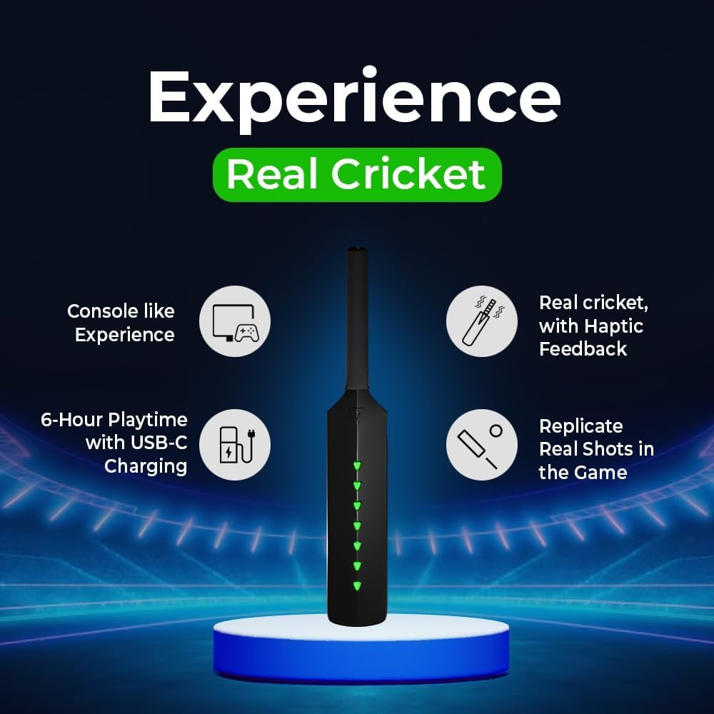 Metashot Smart Cricket Bat Game | Motion Sensor Gaming Bat for TV & Mobile | Indoor Cricket Game | Bluetooth Bat Controller (SD)