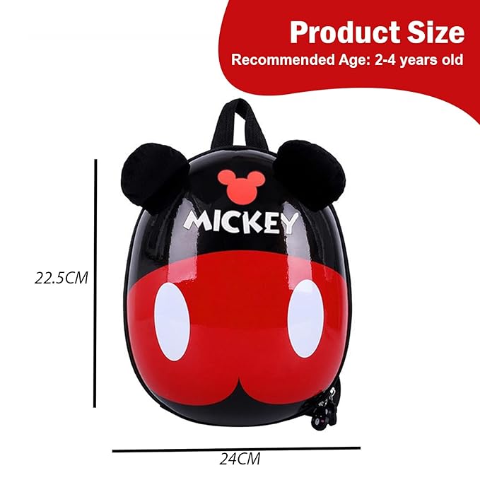 SCOFFCO Children's School Bag PVC Backpack Kids Cartoon Animal Multi-Purpose Bag for 2-4 Years Kids Preschool Backpacks (Mickey Black)