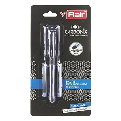 FLAIR Inky Series Carbonix Liquid Ink Fountain Pen Blister Pack | Round Nib With Iridium Tip | Attractive Design |