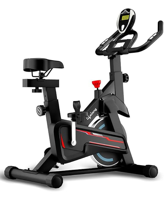 Lifelong Fit Pro Spin Fitness Bike for Home | Exercise Bike for Cardio Workout with 7 KG Flywheel, Adjustable Resistance & LED Display | Cushioned Adjustable Seat | Non-Slip Pedals | Max User Weight 120 KG  (ASL)