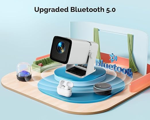 WZATCO Yuva Go, Android 14.0 Smart Projector 4k Ultra HD, Rotatable Design, Auto & 4D Keystone with Netflix, Prime etc, 9000 Lumens, WiFi 6 & BT, Screen Mirroring, ARC, 720P Native (TS)