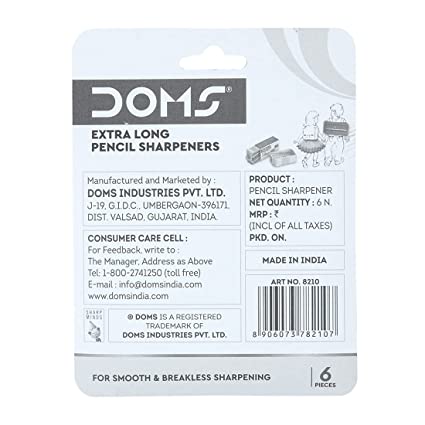 DOMS PENCIL SHARPNER EXTRA LONG 6 PCS BLISTER