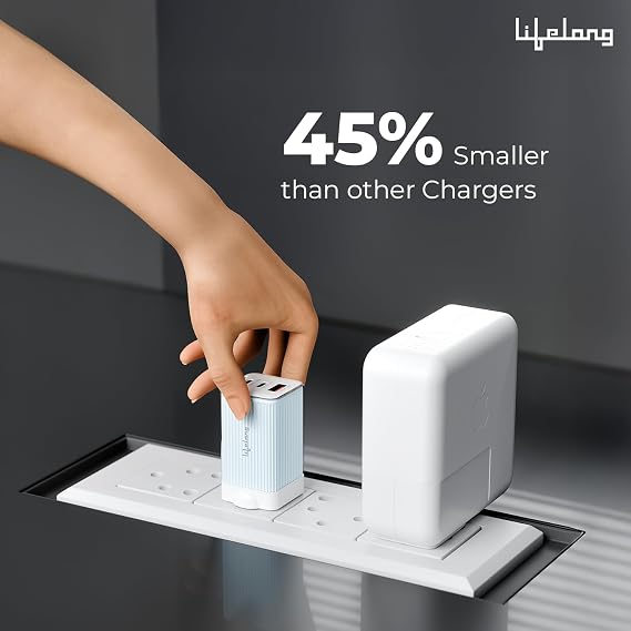 Lifelong Electronics 65W Super Fast GaN Charger PD Technology | 1 USB A + 2 Type C Ports | iPhone 17/16/15/14 (Including Pro Max), Android, Samsung | Laptops - MacBook, Dell, HP, Lenovo, Acer, ASUS (SD)