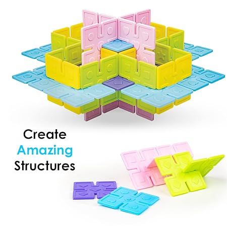 RATNA'S Toddlers Architect Building Set to Construct Different Models & Designs with 60 Colourful Tiles for Kids 3+ Years