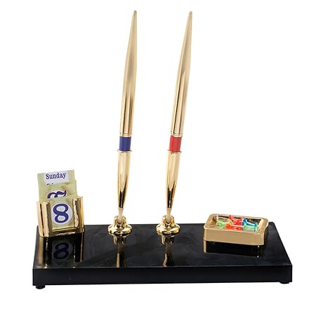 KABICA PEN STAND 1436 - 8.25" x 4" | Decorative Pen Stand (2 Pen Holder with Date)