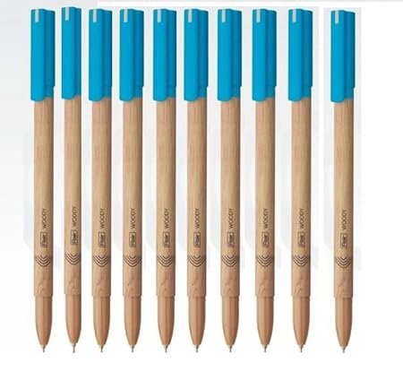 FLAIR Woody 0.7mm Ball Pen Box Pack | Attractive Woody Design | Smooth Ink Flow System With Low-Viscosity Ink | Smudge Free Writing | Blue Ink, Pack of 10 Pens